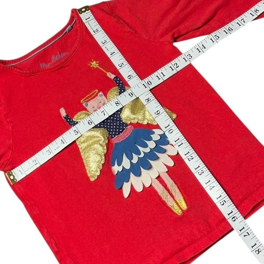 Mini Boden Red Cat Angel Appliqué Long Sleeve Tee - Picture 8 of 8